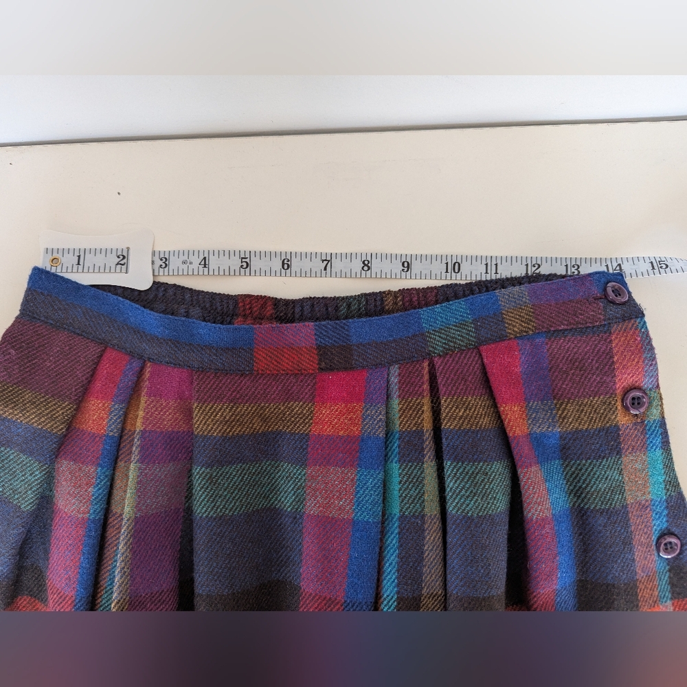Vintage Wool Blend Plaid A-Line Midi Skirt M - Picture 5 of 9